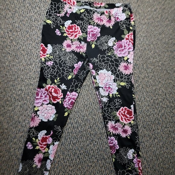 Terra & Sky Floral Peony Women's Plus Size Full Length Super Soft Jeggings 1X - Picture 4 of 15